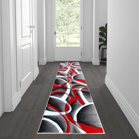 Flash Furniture Red 2' x 7' Modern Plush Abstract Area Rug KP-RG951-27-RD-GG